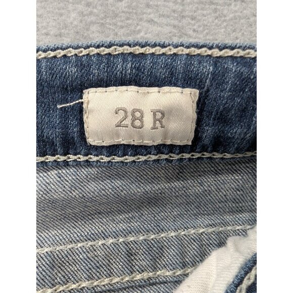 BKE Jeans Womens SZ 28 Blue Payton Slim Straight Embroidered Distressed Whiskers - Picture 13 of 15